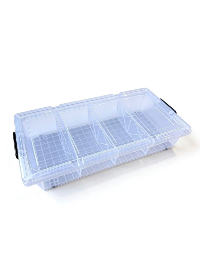Marcolo Underbed Storage Box 35L Transparent Plastic Organizer with Partitions and Lid Multipurpose Container - Image 2