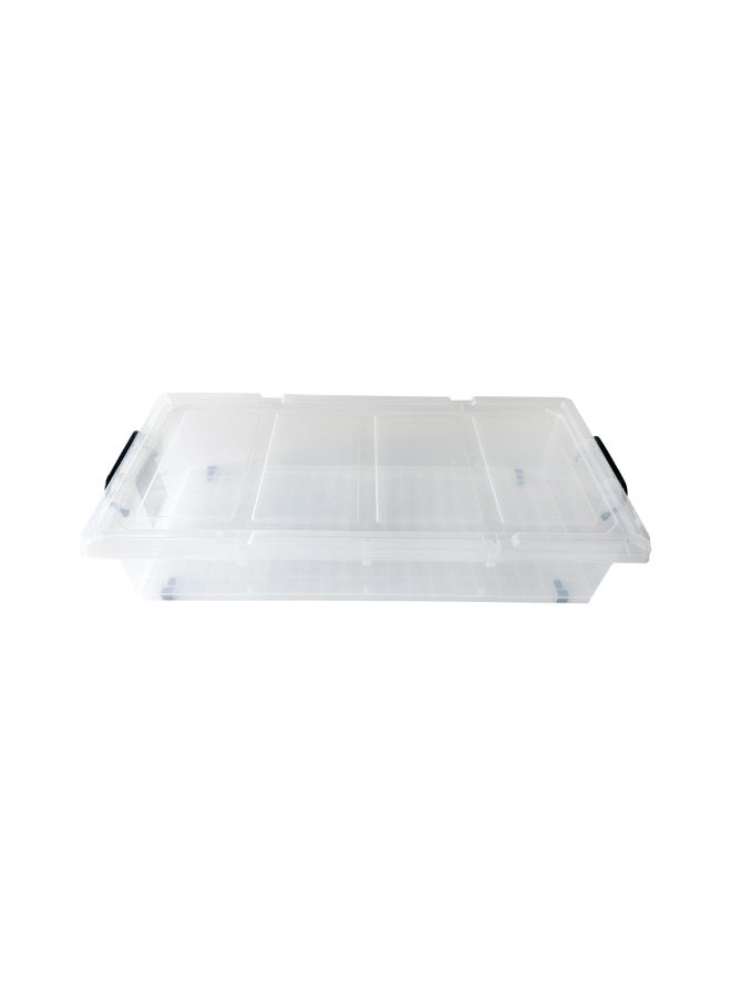 Marcolo Underbed Storage Box 35L Transparent Plastic Organizer with Partitions and Lid Multipurpose Container - Image 1