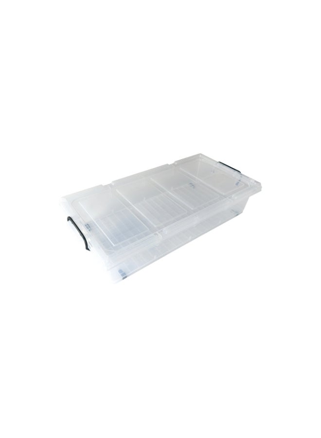 Marcolo Underbed Storage Box 35L Transparent Plastic Organizer with Partitions and Lid Multipurpose Container - Image 3