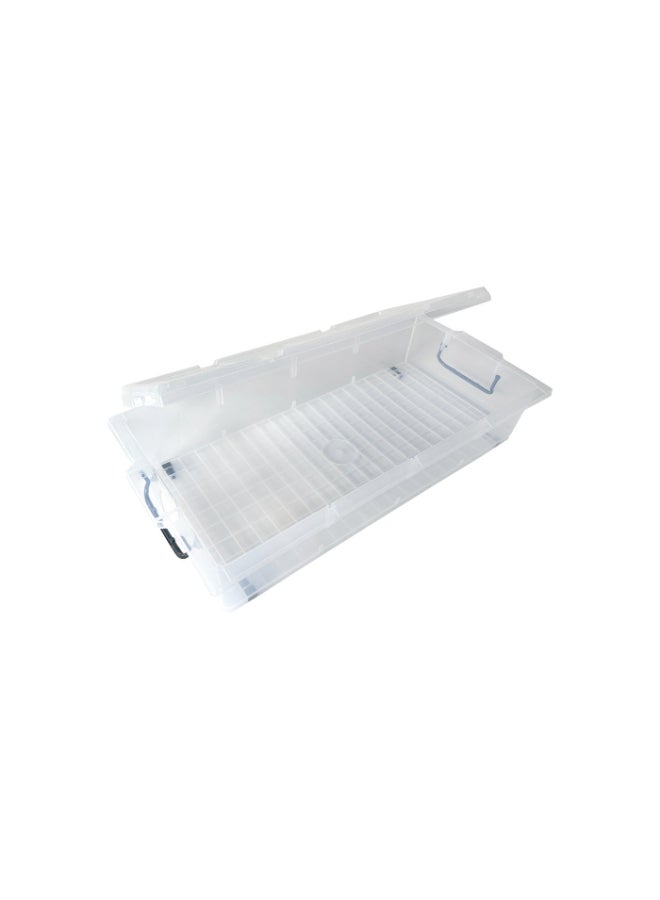 Marcolo Underbed Storage Box 35L Transparent Plastic Organizer with Partitions and Lid Multipurpose Container - Image 4