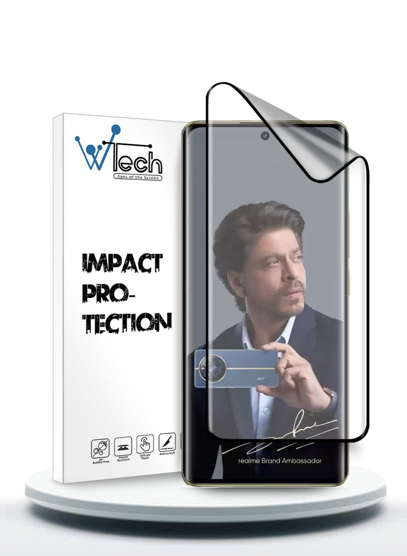 Wtech Realme 12 Pro / 12 Pro+ / Pro Plus 5G 2024 Nano Ceramic Full Glue Full Cover Matte Flexible Screen Protector (MSCNMN) - Clear/Black - Image 1