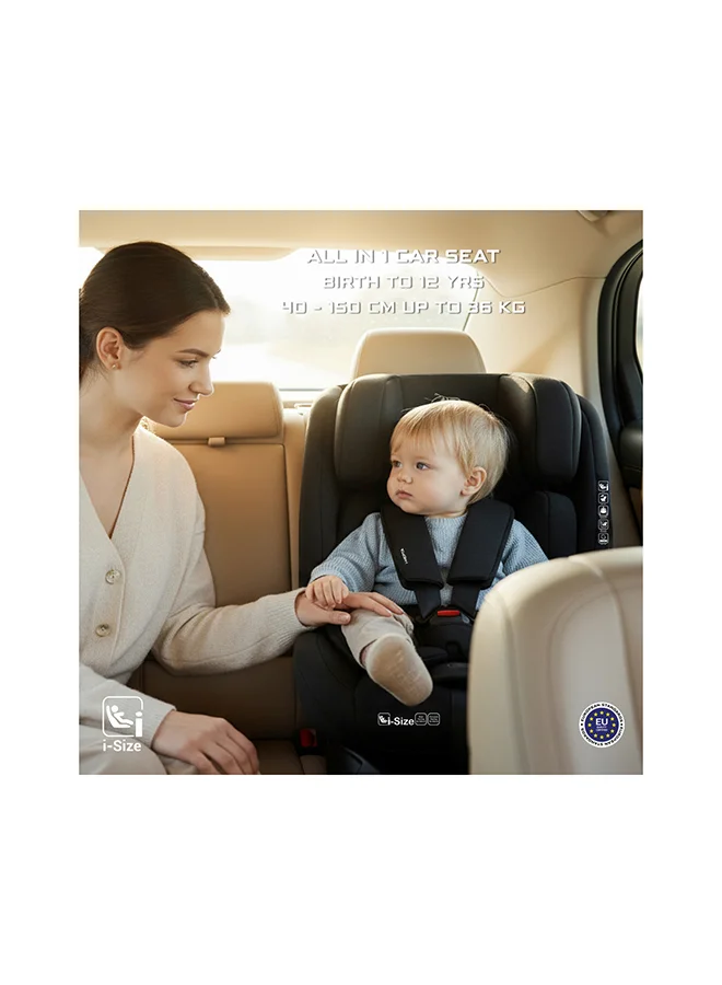 نيوبريز I-HEPTA All-in-1 Convertible Travel Car Seat for Baby, Toddler Child Girls Boys, i-Size, ECER129, Reclining & Adjustable Memory Foam, Lumbar&Reducing Cushion 0 - 36kg, 0 - 12Yrs, Group 0/1/2/3, 5-Point Harness