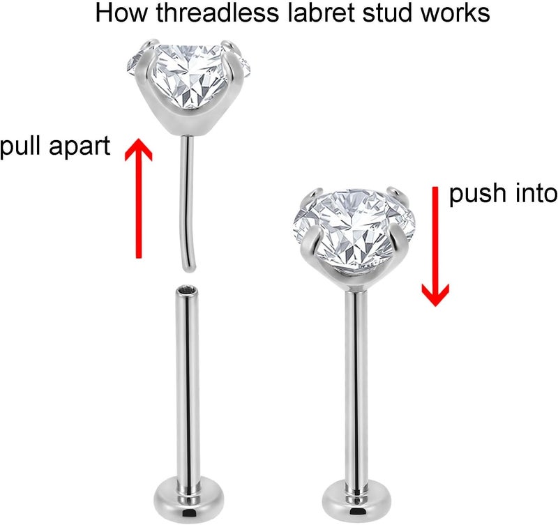NewkeepsR 20g/18g/16g G23 Titanium Press Fit Threadless Push Pop in Labret Lip Monroe Tragus Earring Stud Piercing - Image 2