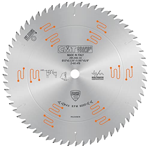 CMT ORANGE TOOLS CMT Orange Chrome Heavy-Duty CROSSCUTTING Blade 10" x T60 ATB,D 10 254mm | T 60 | B 5/8 | K .126 | P .087 - Image 3