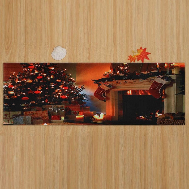 klarako Christmas Area Rugs Doormats Home Decoration, Nonslip Xmas Floor Carpets Santa Claus Xmas Tree Print Christmas Welcome Doormat for Home Living Room Bedroom Dorm Decor (E) - Image 2