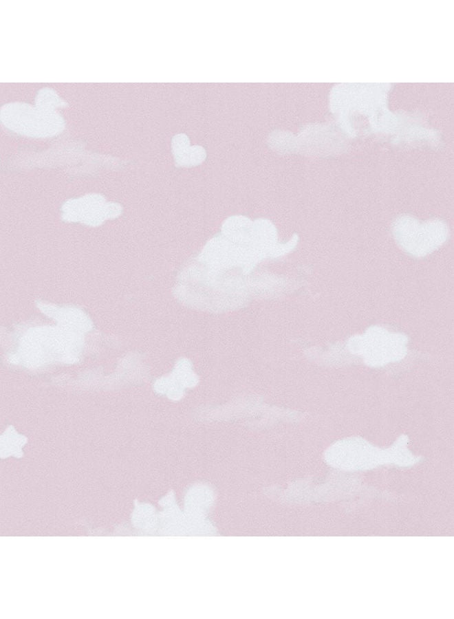 NIBEMINENT Happy Kids Animal Cloud Printed Wallpaper Pink/White 10x0.52meter 