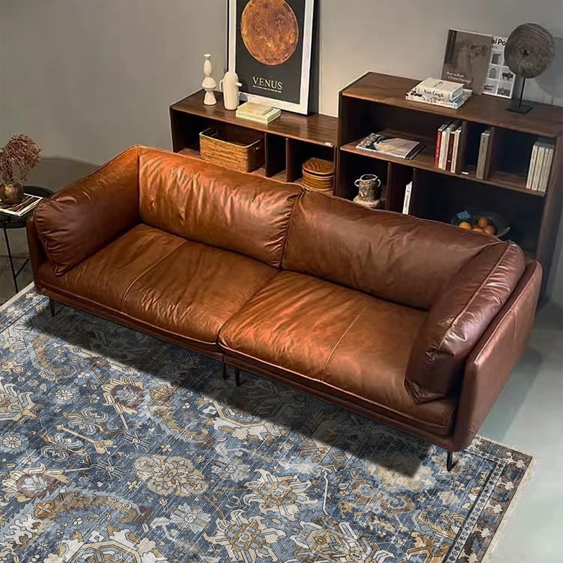 RUGSURE Washable Area Rugs - Perfect for Living Room, Bedroom, Kids Room, Nursery - Stain & Water Resistant Non-Slip, Pet & Child Friendly, Vintage Tribal Area Rugs (Navy, 4' x 6') - Image 5