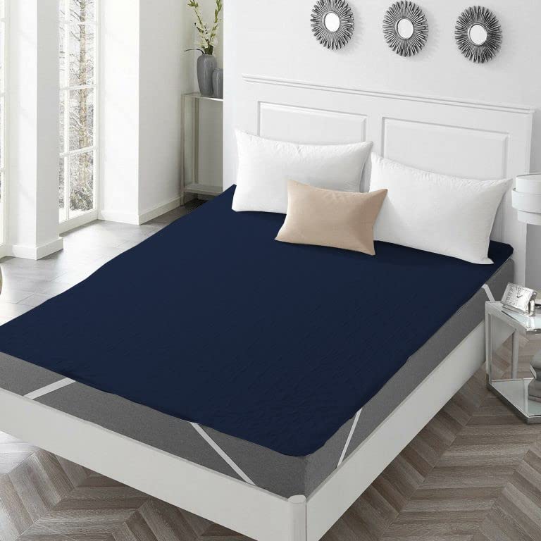 CHICERY Cotton Elastic Strap Quilted Mattress Protector Small Twin Size Water Resistant Breathable Soft and Cool Quilted Bed Cover Elastic Straps on CornersBlueSmall Twin 48x72inch - Image 2