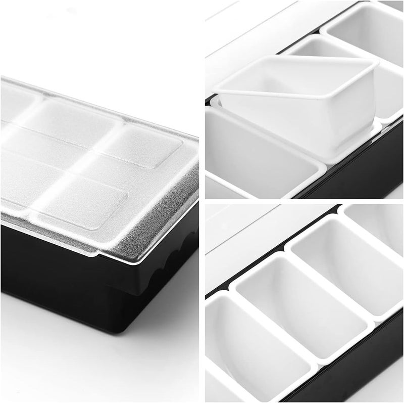 BEYLANG Ice Chilled Serving Tray Condiment Pots 6 Compartment Condiment Server Caddy (6 Compartments) - Image 3