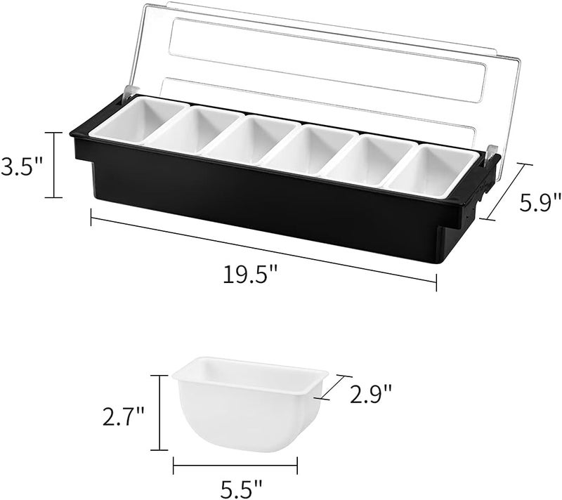 BEYLANG Ice Chilled Serving Tray Condiment Pots 6 Compartment Condiment Server Caddy (6 Compartments) - Image 2