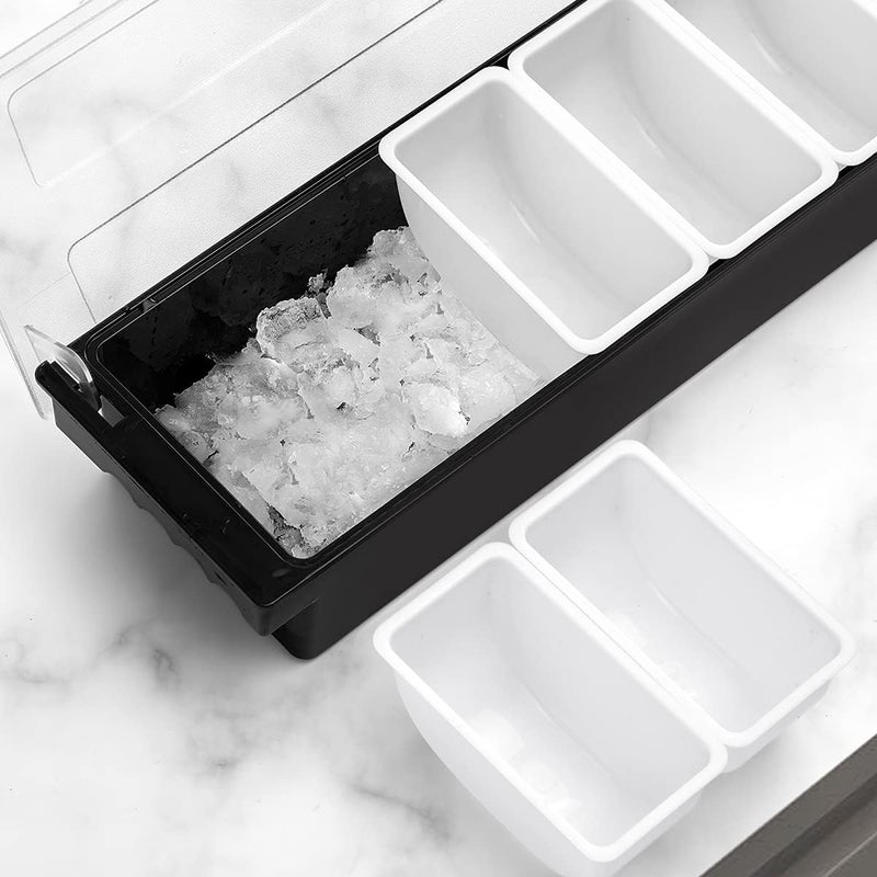 BEYLANG Ice Chilled Serving Tray Condiment Pots 6 Compartment Condiment Server Caddy (6 Compartments) - Image 4