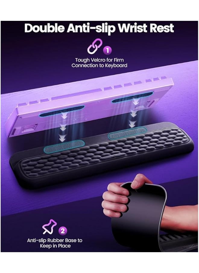 erorex - Keyboard Wrist Rest With Stickers Full Mechanical Keyboard Support Pad Desk Ergonomic Cushion For Computer Typing Office Work Home Gaming Soft Memory Foam Arm Palm Hand Pain Relief Gift - Image 1