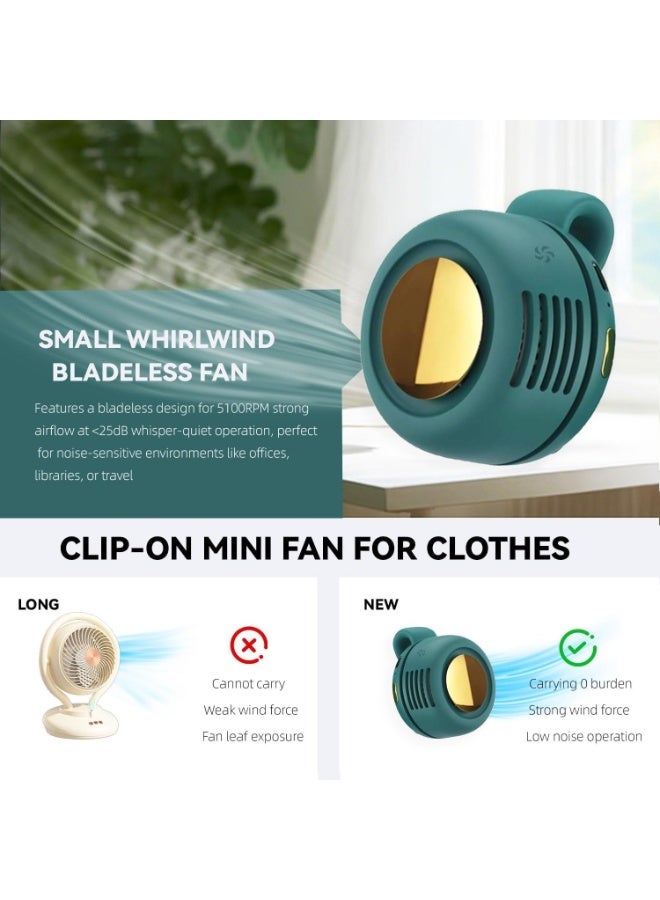 Portable silent mini bladeless fan 3-speed clip-on fan 360° rotatable, suitable for outdoor, travel and office use, travel accessory - Image 3
