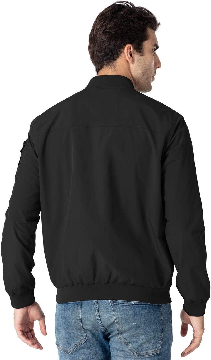 Rdruko Men's Lightweight Bomber Jacket - Casual Windbreaker in Black, Size 4XL - Image 2