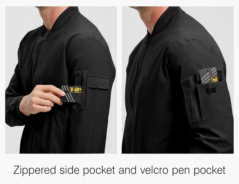 Rdruko Men's Lightweight Bomber Jacket - Casual Windbreaker in Black, Size 4XL - Image 5
