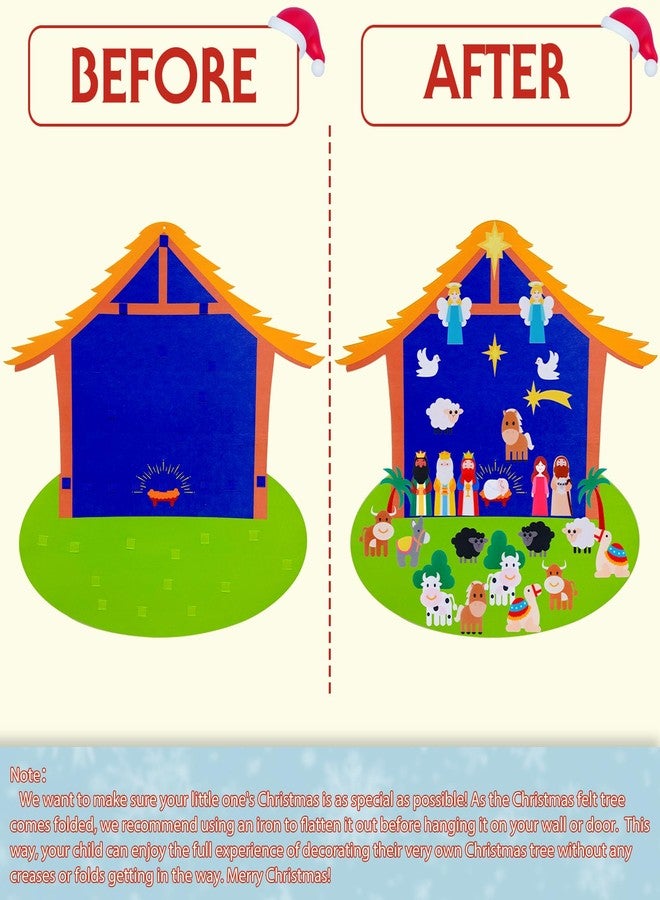 OurWarm Christmas Tree for Kids Wall - Felt Toddler Nativity Play Set With 30 Pcs Detachable Ornaments, Xmas Tree for Kids to Decorate Wall Hanging Christmas Decor - Image 4