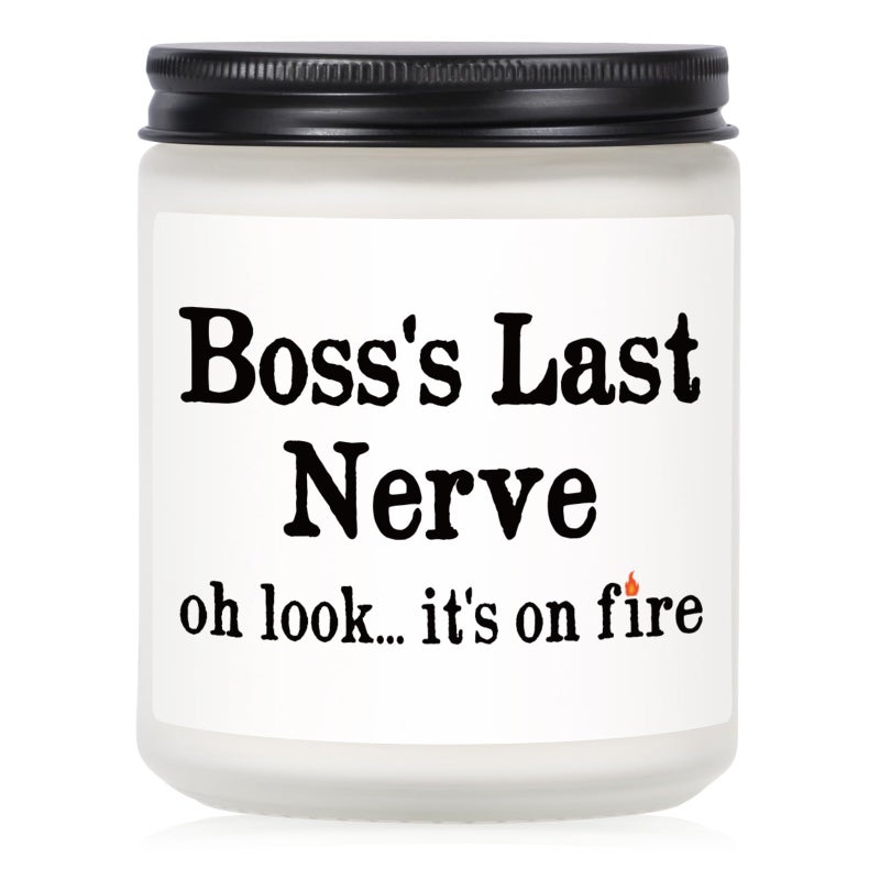 Petalsun Funny Boss Gifts for Women Men Handmade Lavender Soy Wax Candle Best Boss Lady Gifts for Women Birthday Christmas Gift for Boss Female Bosss Last Nerve Candle 7oz
