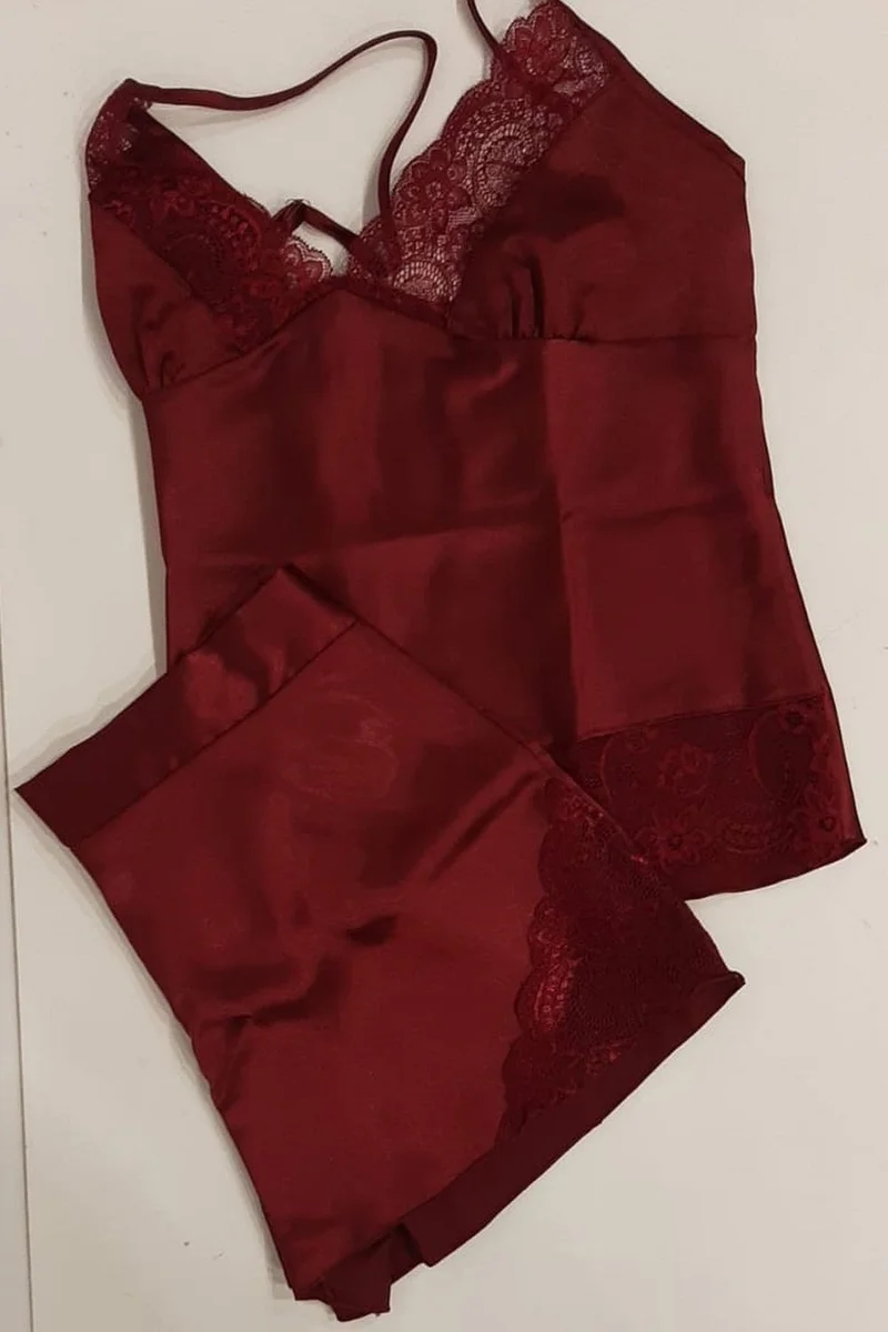 دوشيس 137 Dowry Lace Satin Set of 6 - Claret Red