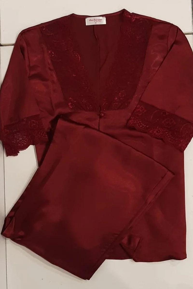 دوشيس 137 Dowry Lace Satin Set of 6 - Claret Red