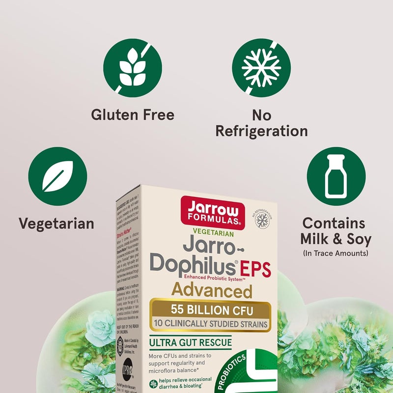 Jarrow Formulas JarroDophilus EPS Advanced 55 Billion CFU Probiotics Digestive Support for Adults 30 Probiotic Supplement Veggie Capsules Up to 30 Day Supply - Image 3