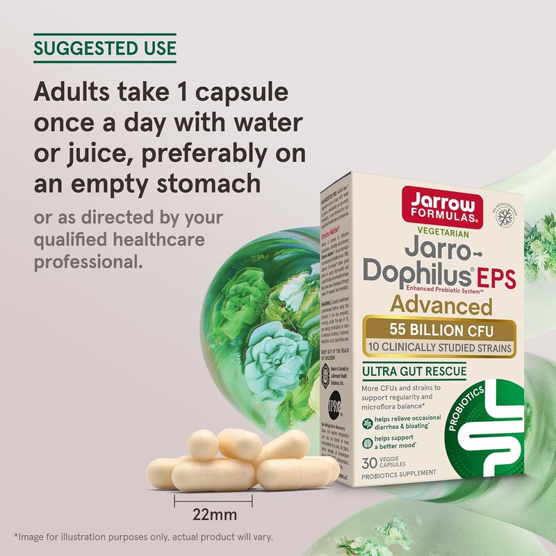 Jarrow Formulas JarroDophilus EPS Advanced 55 Billion CFU Probiotics Digestive Support for Adults 30 Probiotic Supplement Veggie Capsules Up to 30 Day Supply - Image 5