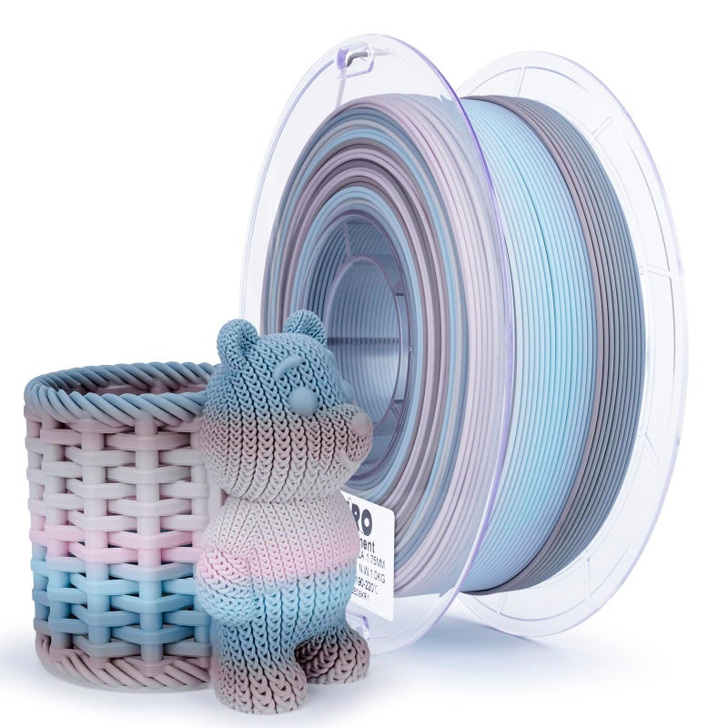 ZIRO Fast Color Changing PLA, Matte Multi Colors Filament 1.75mm, No-Shine Rainbow 3D Printer Filament, Fit Most 3D Printers, 1KG/ 2.2lbs Gradient Spool, Drift Feather - Image 1