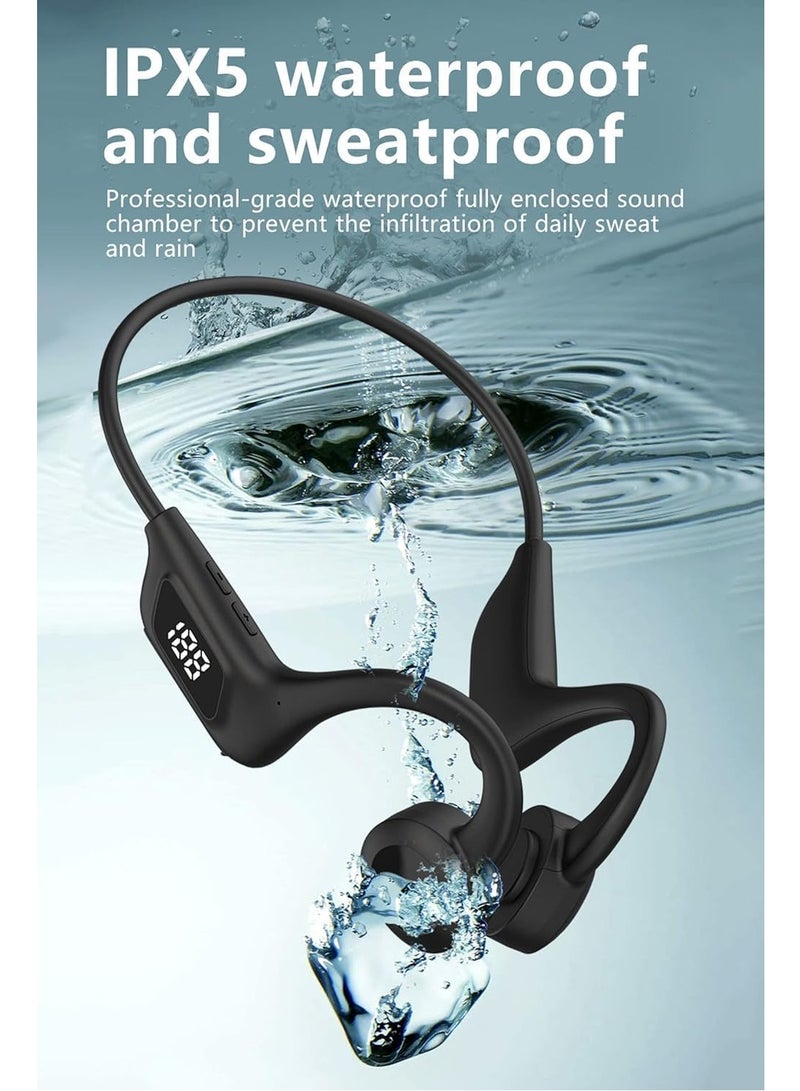 TIGER Open Ear Headphones Wireless Bluetooth Air Conduction Earbuds for Running, Workout, Cycling, Waterproof IPX5, Over-Ear Earphones with Built-in Mic for iPhone Android, Gym, Black - Image 5