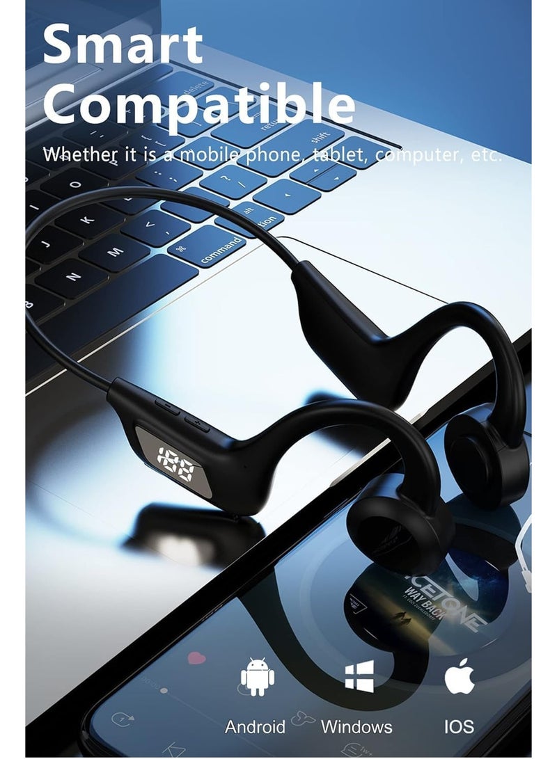 TIGER Open Ear Headphones Wireless Bluetooth Air Conduction Earbuds for Running, Workout, Cycling, Waterproof IPX5, Over-Ear Earphones with Built-in Mic for iPhone Android, Gym, Black - Image 3
