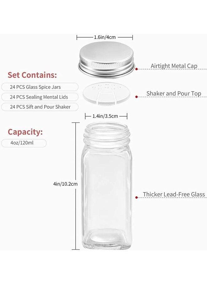 Generic - 14 pcs Glass Spice Jars with Lids and Labels,120ml Small Spice Containers with Silver Lids for Preserving Spices and Herbs - Image 1