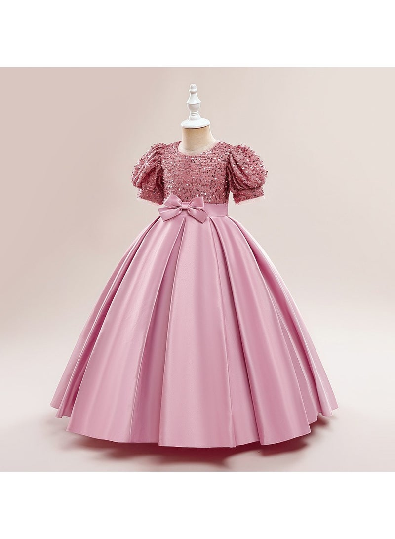 M MIAOYAN Children's Party Piano Performance Sequin Princess Dress - Image 1