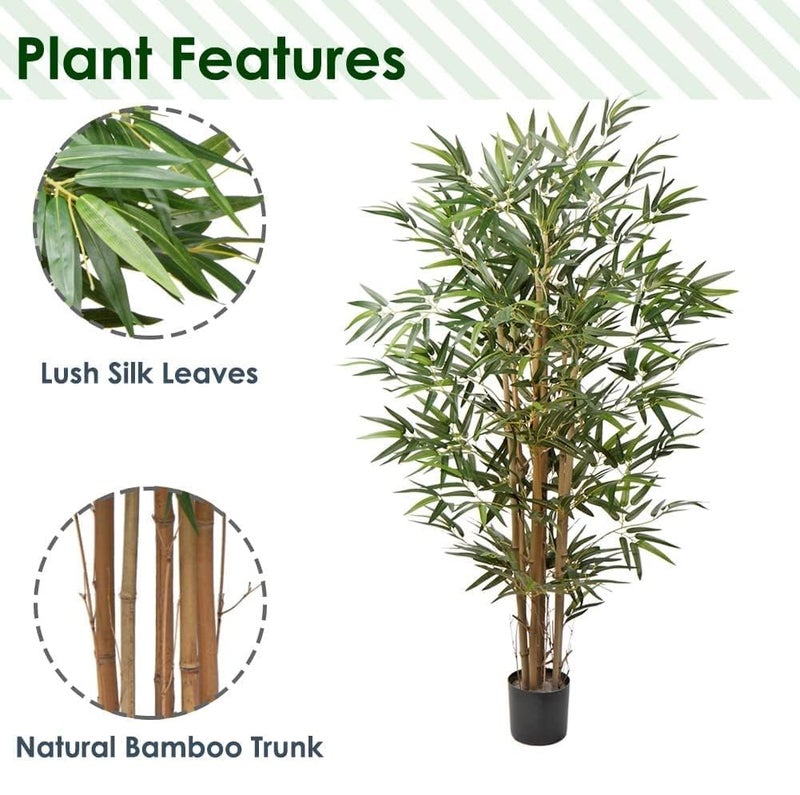 FOX & FERN FOX FERN Plastic Artificial Bamboo PlantMade By HandSelected Natural Bamboo TrunksReal Touch Leaves Without PotBest Artificial Plant For GiftingPartyWedding And Home DecorHt 120Cm - Image 2