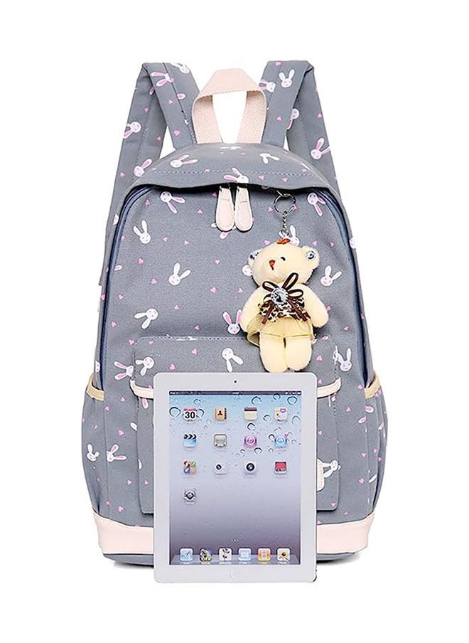 Arabest - Girls Backpack Student School Bag 3 Piece Set Canvas Backpacks Travel Satchel Daypack Rucksack Set with Crossbody Bag for Teens and Children Bookbag Grey - Image 1