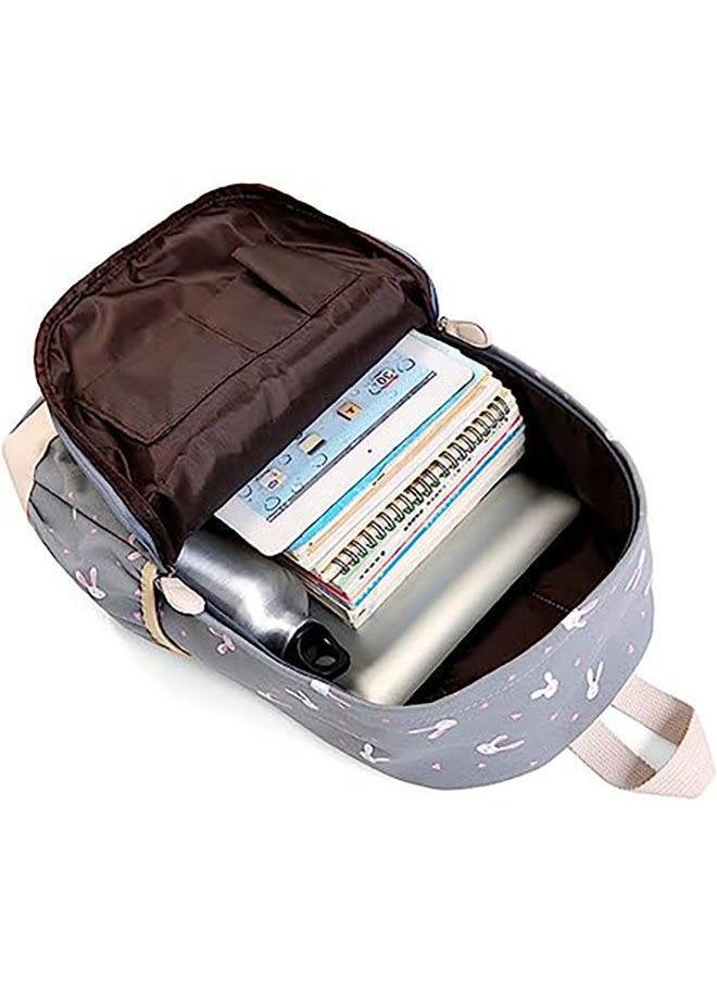 Arabest - Girls Backpack Student School Bag 3 Piece Set Canvas Backpacks Travel Satchel Daypack Rucksack Set with Crossbody Bag for Teens and Children Bookbag Grey - Image 1