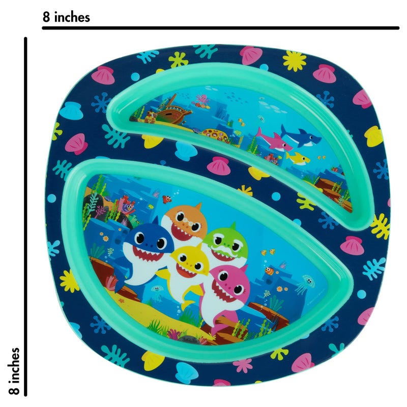 the FIRST years First Years Baby Shark Toddler Dinnerware Set - Includes Plate, Bowl, Fork and Spoon - 4 Count, Blue - Image 4