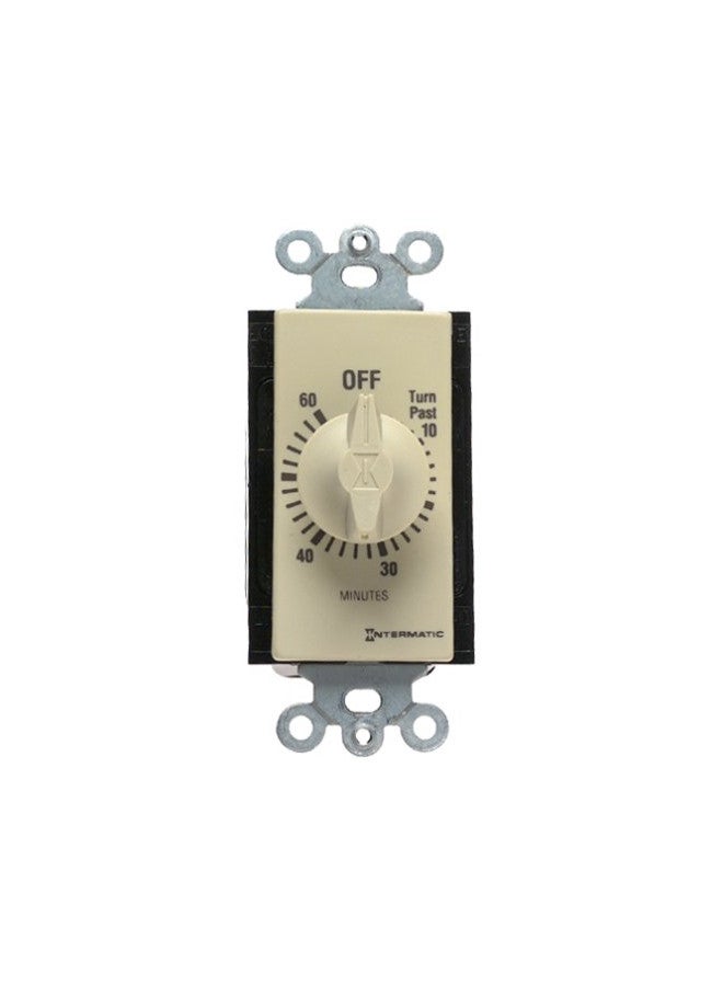Intermatic FD60MC 60-Minute Spring-Loaded In-Wall Countdown Timer Switch for Fans and Lights, Ivory - Image 1