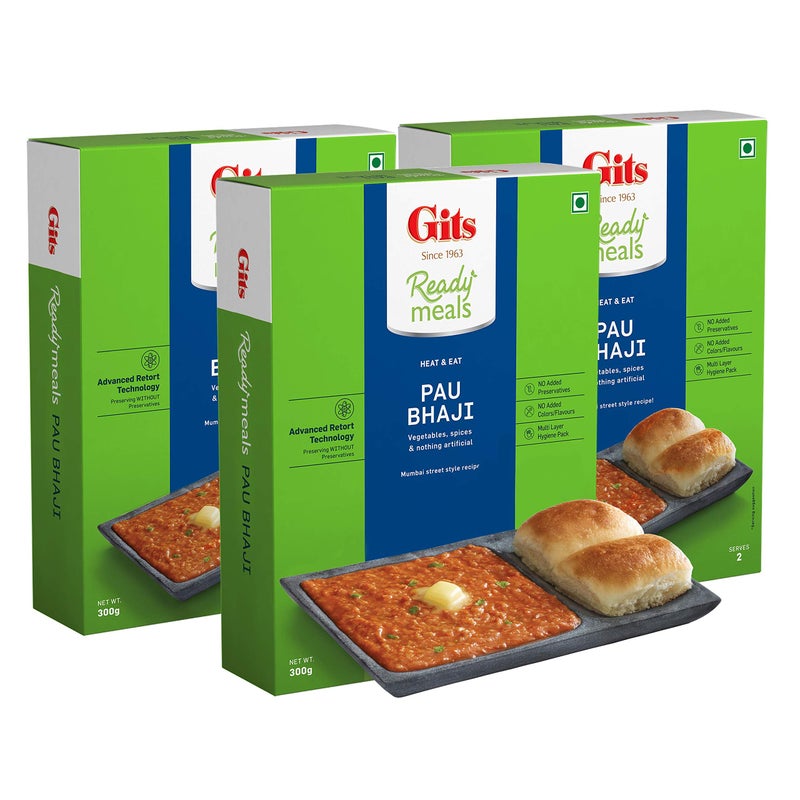 Gits Ready to Eat Pav Bhaji, 900g (Pack of 3 X 300g Each) - Image 1