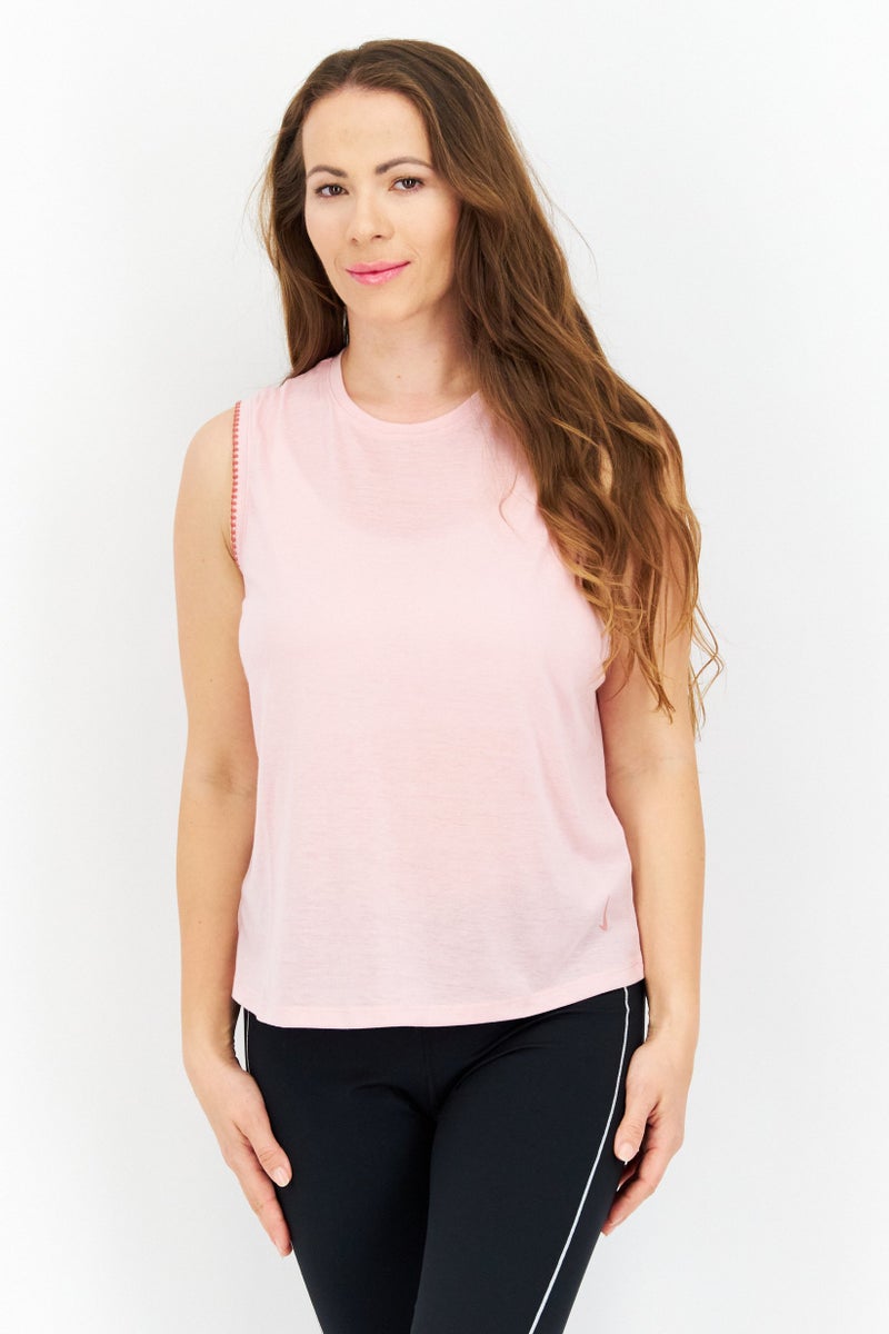 Nike تي شيرت يوغا رياضي للنساء، وردي - Image 1