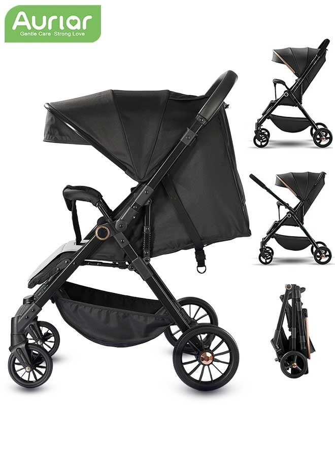 Aurlar Lightweight Two-Way Baby Stroller – Portable & Compact Pushchair, Reversible and One-Hand Easy Fold, Ultra-Light Design, Multi-Recline Seat with Large Sun Canopy, For 0–36 Months - Image 2