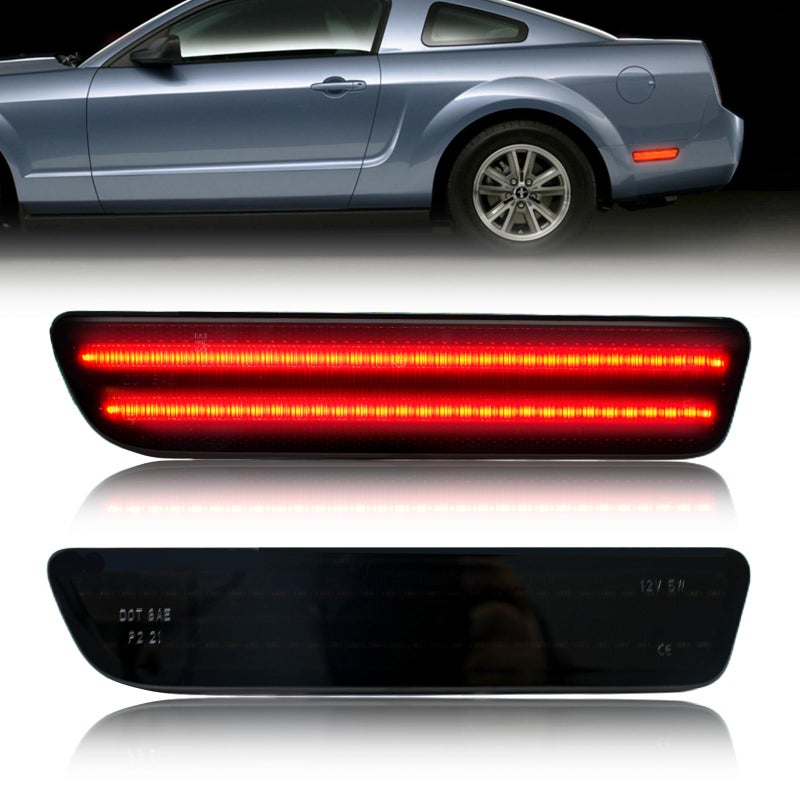NEIFILES LED Rear Side Marker Lights Compatible with Ford Mustang 2005 2006 2007 2008 2009 Fender Bumper Lamps Smoked Lens