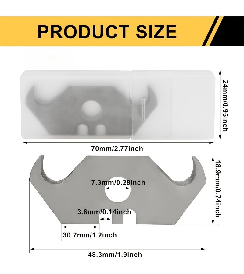 Multi Functional Hook Shaped Blade Steel Razor Blade Safety Corner Storage Box Curved Blade Suitable For Cutting Carpets Wallpaper And Roofing Materials 49pcs - Image 2