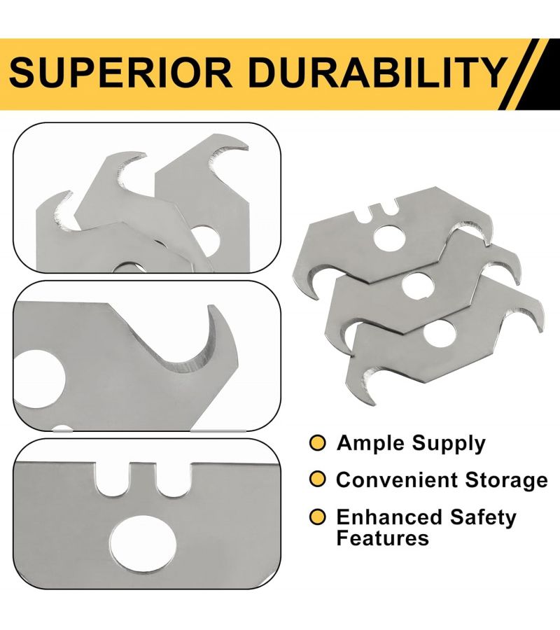 Multi Functional Hook Shaped Blade Steel Razor Blade Safety Corner Storage Box Curved Blade Suitable For Cutting Carpets Wallpaper And Roofing Materials 49pcs - Image 4