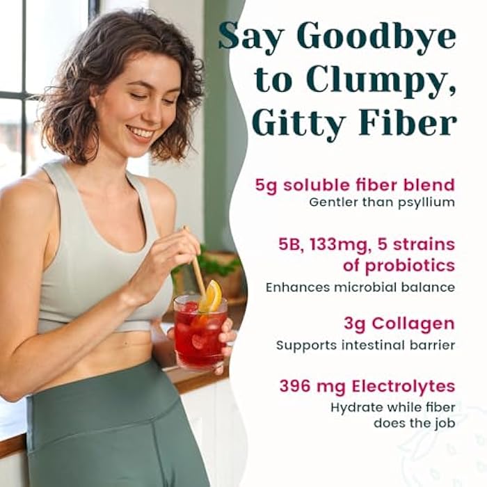 Venture Pal Fiber Supplement for Digestive & Immune Health – Infused with Acacia Fiber, Collagen, Probiotics & Electrolytes – Strawberry Lemonade - Image 2