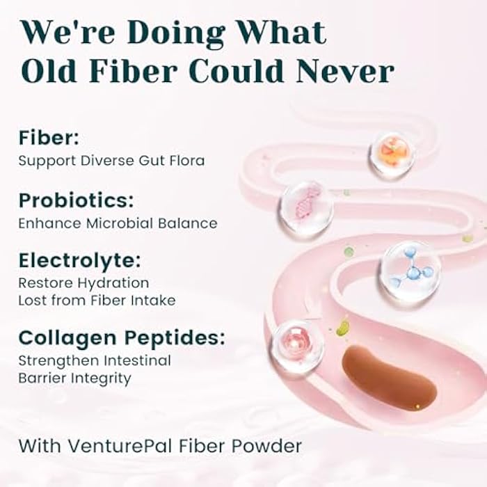 Venture Pal Fiber Supplement for Digestive & Immune Health – Infused with Acacia Fiber, Collagen, Probiotics & Electrolytes – Strawberry Lemonade - Image 4