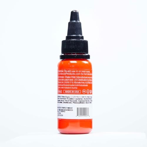 Intenze Hard Orange Tattoo Ink 1oz with Excellent Long-Lasting Opacity, Made in USA, Exceptional Skin Coverage, Sterilized and Direct from The Manufacturer. - Image 2