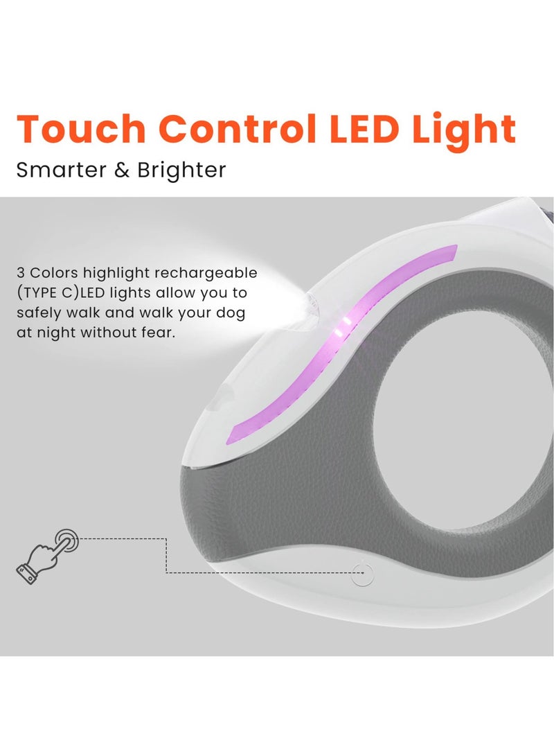 Excefore سلسلة قابلة للسحب 360° خالية من التشابك مع ضوء LED قابل للشحن وتصميم قابل للارتداء للكلاب الصغيرة إلى المتوسطة حتى 88 رطلاً - Image 3