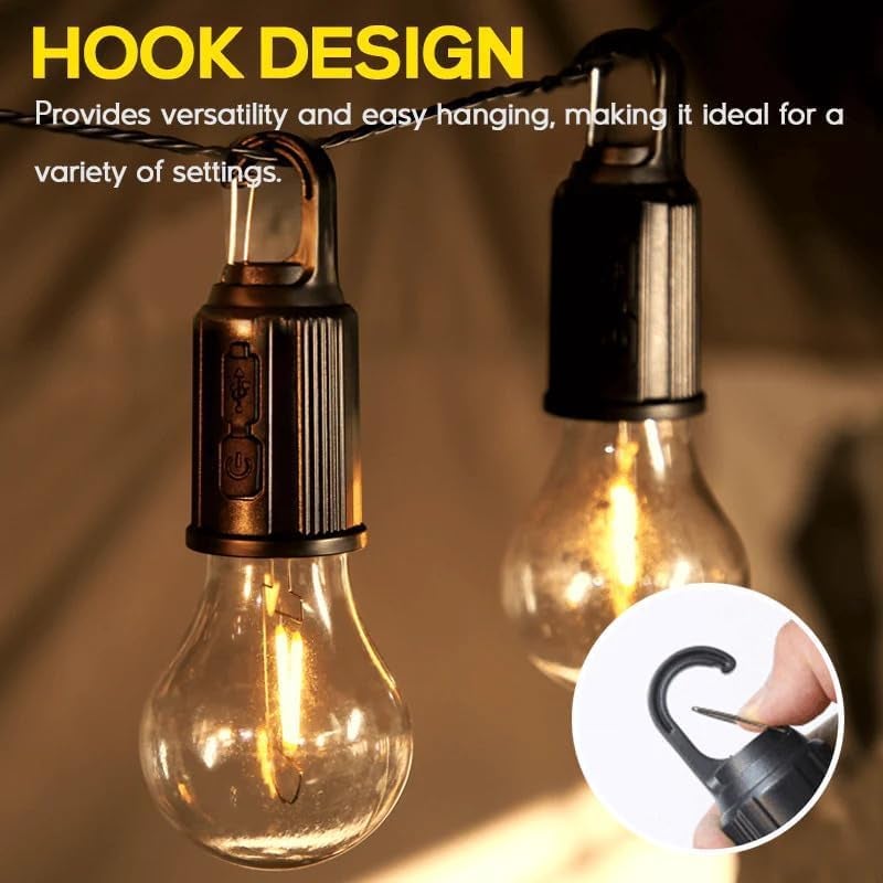 Wrixty Wrixty 3 Modes Camping Lamps Long Range Emergency Lights Portable Top with Hook Rechargeable Camping Bulb Light with Hook for Camping Hiking Backpacking Emergency Outage Round  - Image 2