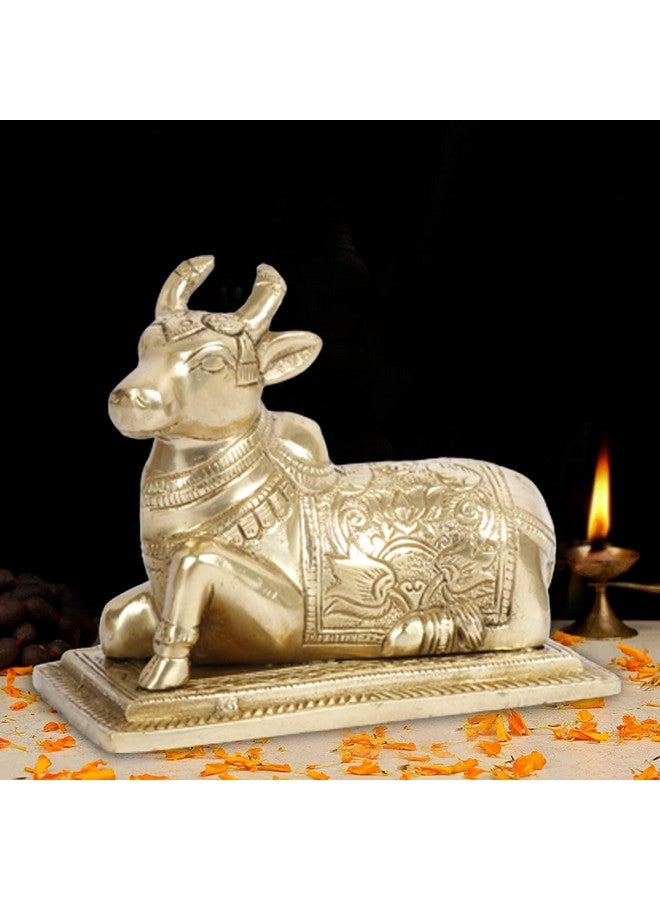 ARTVARKO تمثال ناندي الب brass من ARTVARKO، تمثال روحي فاستو شيفا ناندي، ثور كامدهينو للعبادة الدينية وزينة معبد المكتب المنزلي، قطعة عرض بطول 5.5 إنش - Image 1