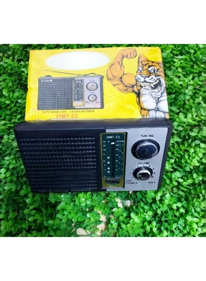HMT-72 Portable Radio Receiver with Tuning and Volume Control, Black - Image 3