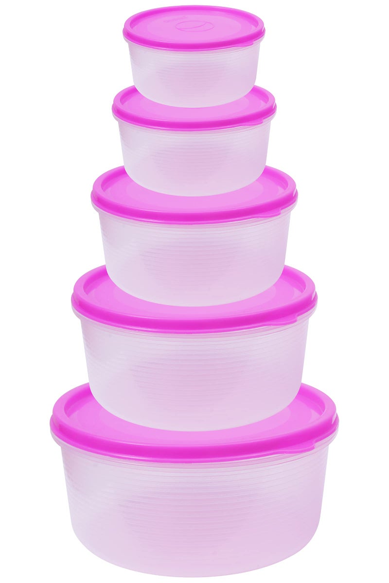 GALOOF 5 Pcs Microwave Safe Air Tight Kitchen Container Set For Re-Heating And Refridgerator (3000 ml, 2000 ml, 1000 ml, 600 ml, 400 ml) (PINK) - Image 2