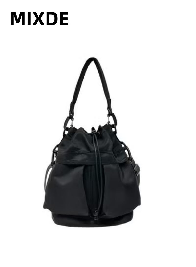 ميكسد شخصية واحدة حقيبة الكتف عارضة سحب الحبل أضعاف حقيبة قدرة كبيرة محمولة حقيبة نايلون دلو - Image 1